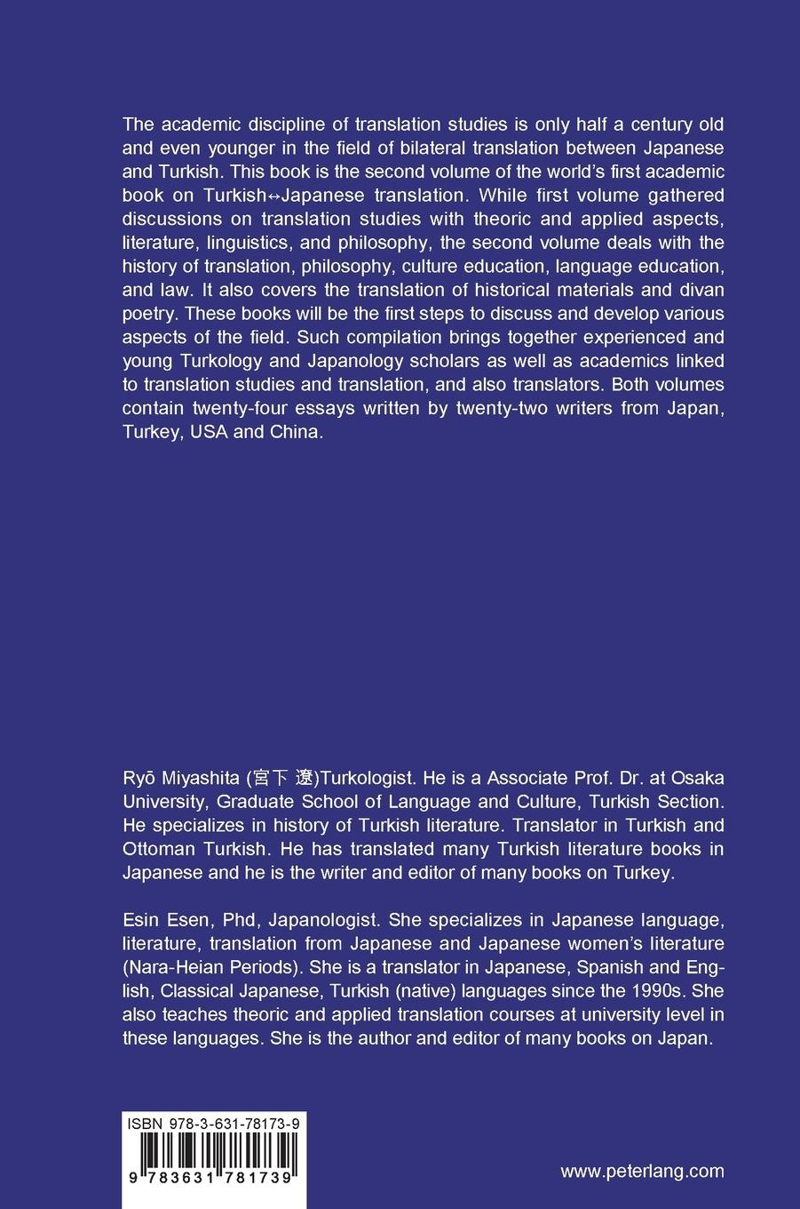 Rückseite: 9783631781739 | Shaping the Field of Translation In Japanese ¿ Turkish Contexts II