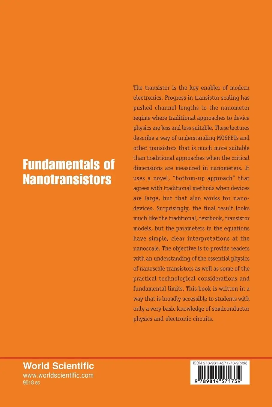 Rückseite: 9789814571739 | FUNDAMENTALS OF NANOTRANSISTORS | Mark Lundstrom | Taschenbuch | 2017