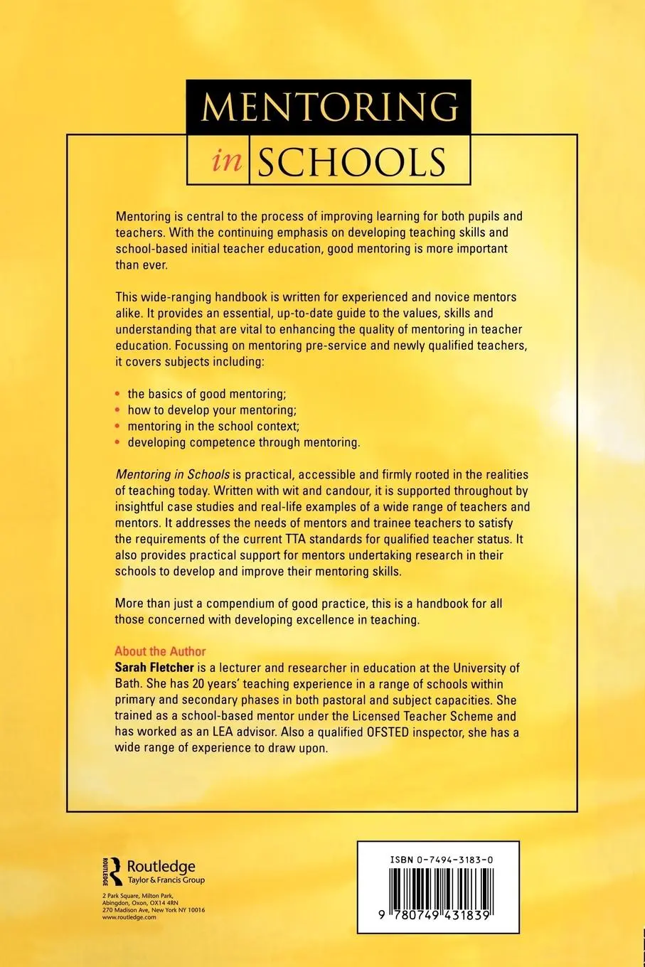 Rückseite: 9780749431839 | Mentoring in Schools | A Handbook of Good Practice | Fletcher | Buch