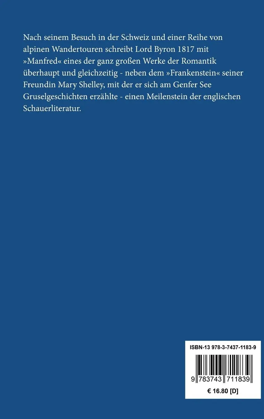 Rückseite: 9783743711839 | Manfred | Ein dramatisches Gedicht | George Gordon Lord Byron | Buch