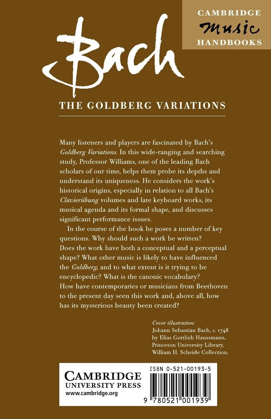 Rückseite: 9780521001939 | Bach | The Goldberg Variations | Peter F. Williams | Taschenbuch
