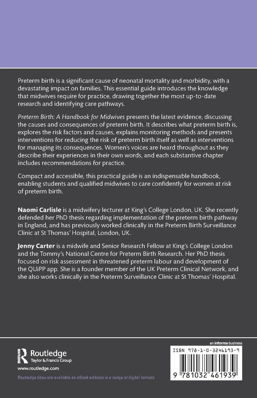 Rückseite: 9781032461939 | Preterm Birth | A Handbook for Midwives | Jenny Carter (u. a.) | Buch