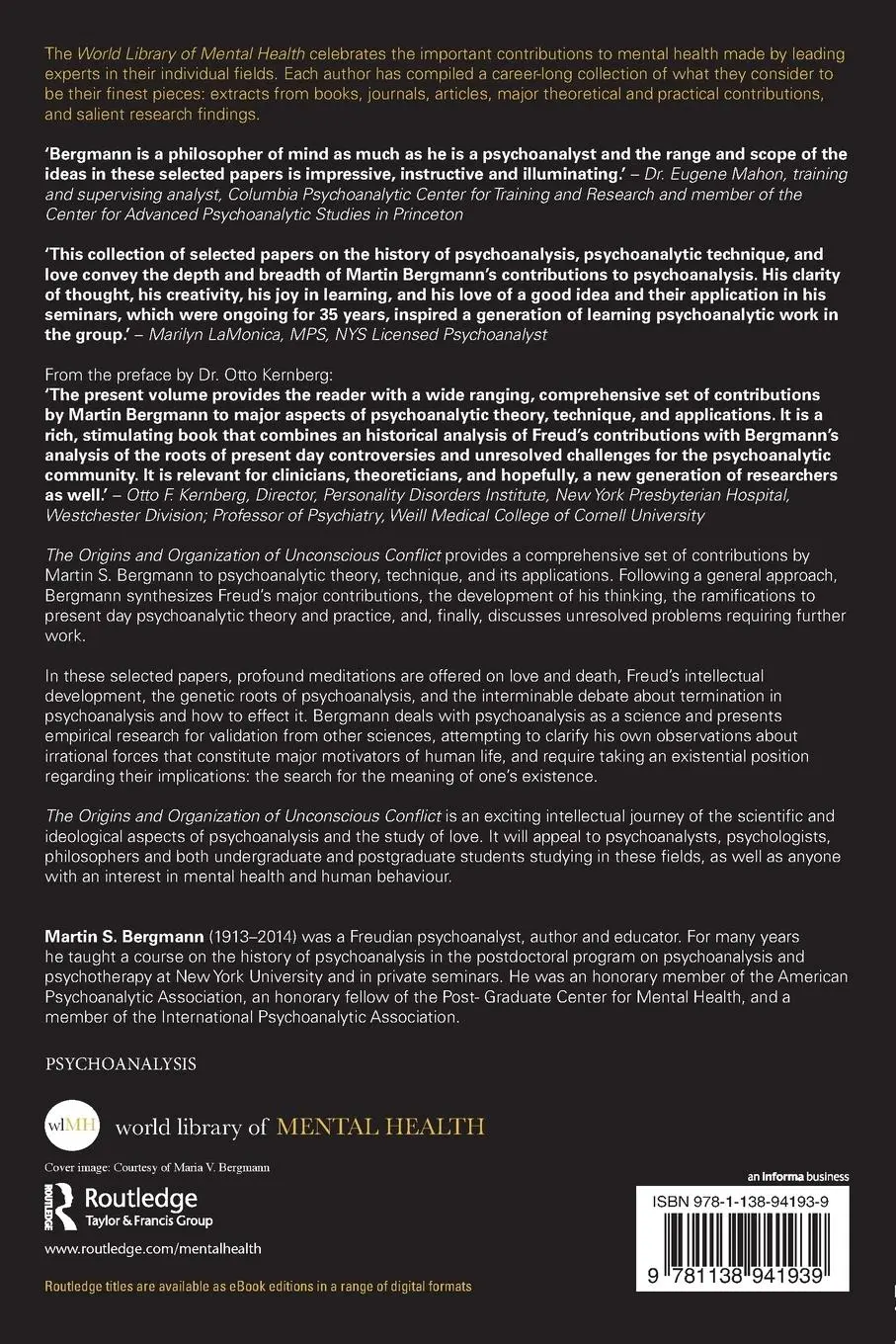 Rückseite: 9781138941939 | The Origins and Organization of Unconscious Conflict | Bergmann | Buch