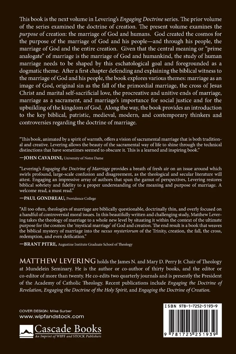 Rückseite: 9781725251939 | Engaging the Doctrine of Marriage | Matthew Levering | Taschenbuch