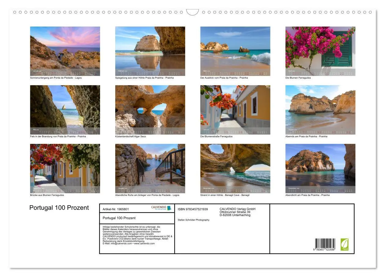Bild: 9783457521939 | Portugal 100 Prozent (Wandkalender 2026 DIN A2 quer), CALVENDO...