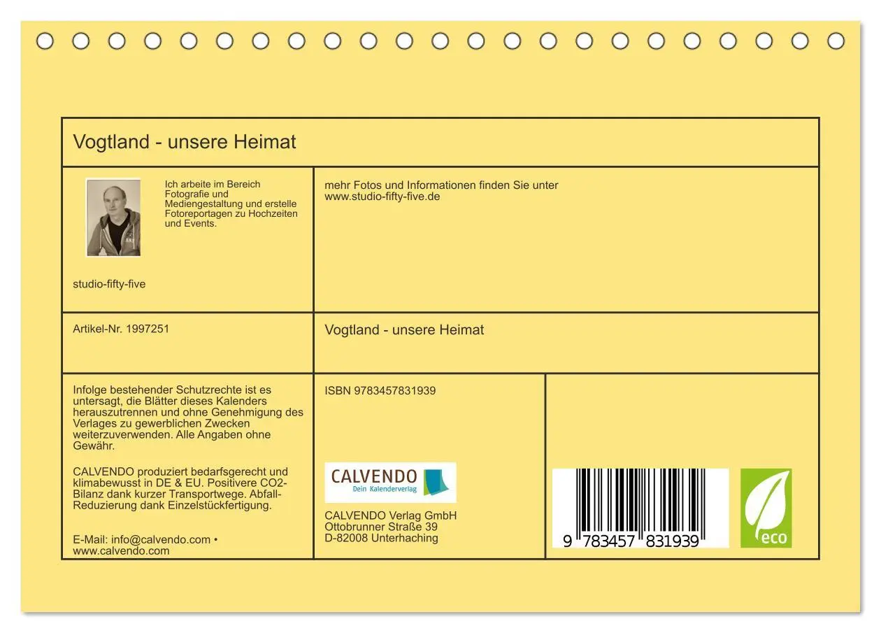 Bild: 9783457831939 | Vogtland - unsere Heimat (Tischkalender 2026 DIN A5 quer), CALVENDO...