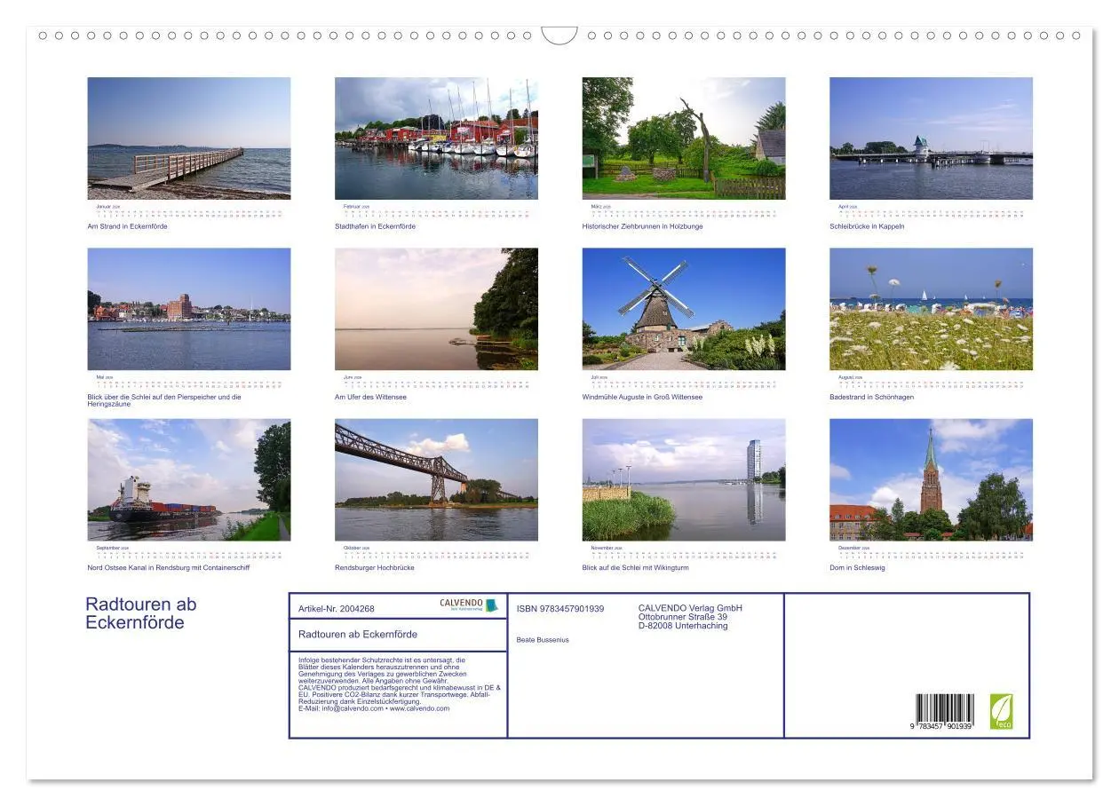 Bild: 9783457901939 | Radtouren ab Eckernförde (Wandkalender 2026 DIN A2 quer), CALVENDO...