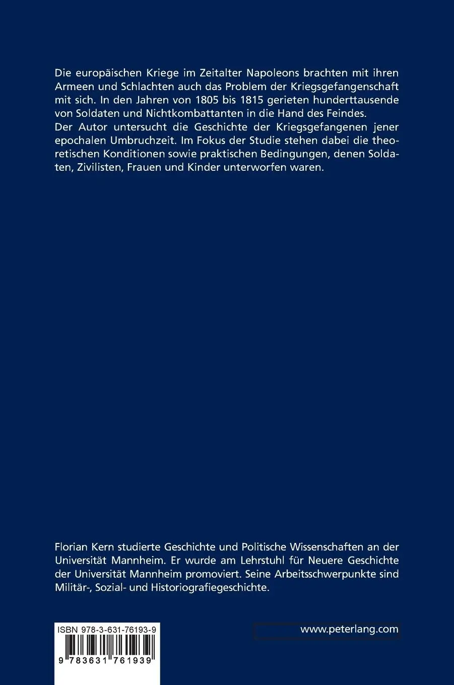 Rückseite: 9783631761939 | Kriegsgefangenschaft im Zeitalter Napoleons | Florian Kern | Buch