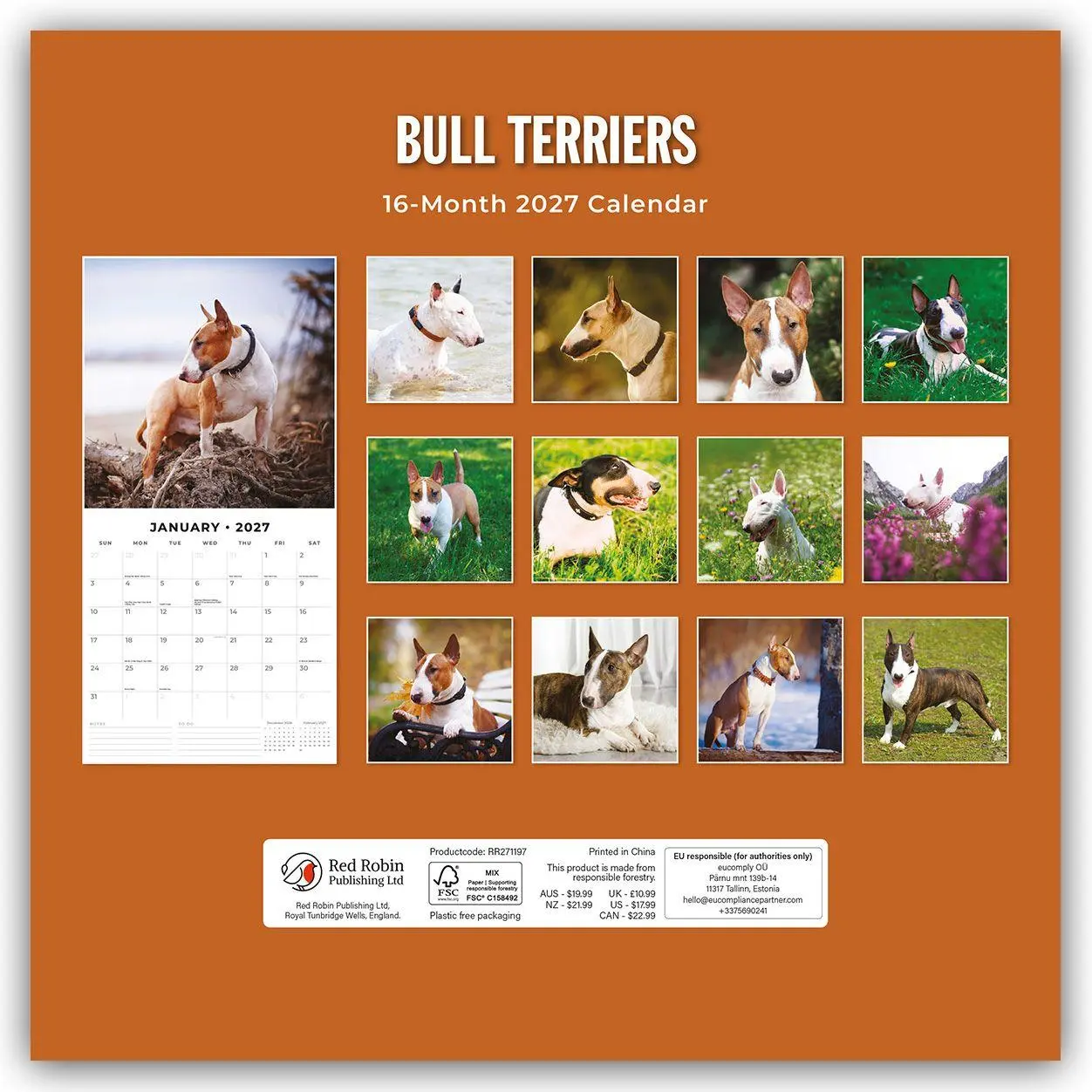Bild: 9781837012039 | Bull Terriers - Bullterrier 2027 - 16-Monatskalender | Robin Red