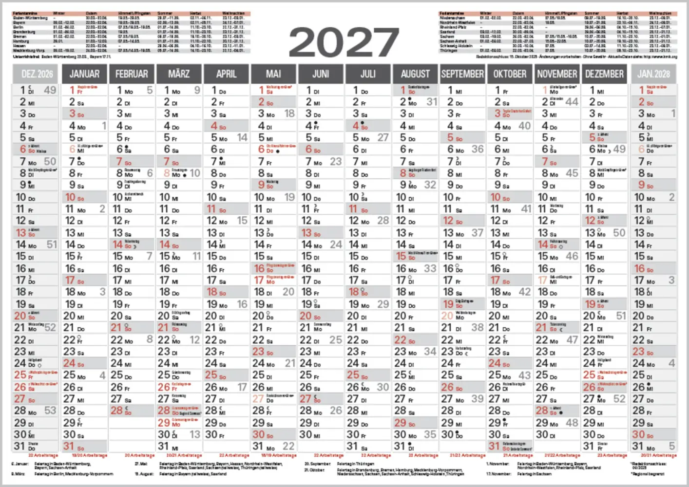 Cover: 9783819302039 | Tafelkalender A4 2027 | Korsch Verlag | Kalender | 1 S. | Deutsch