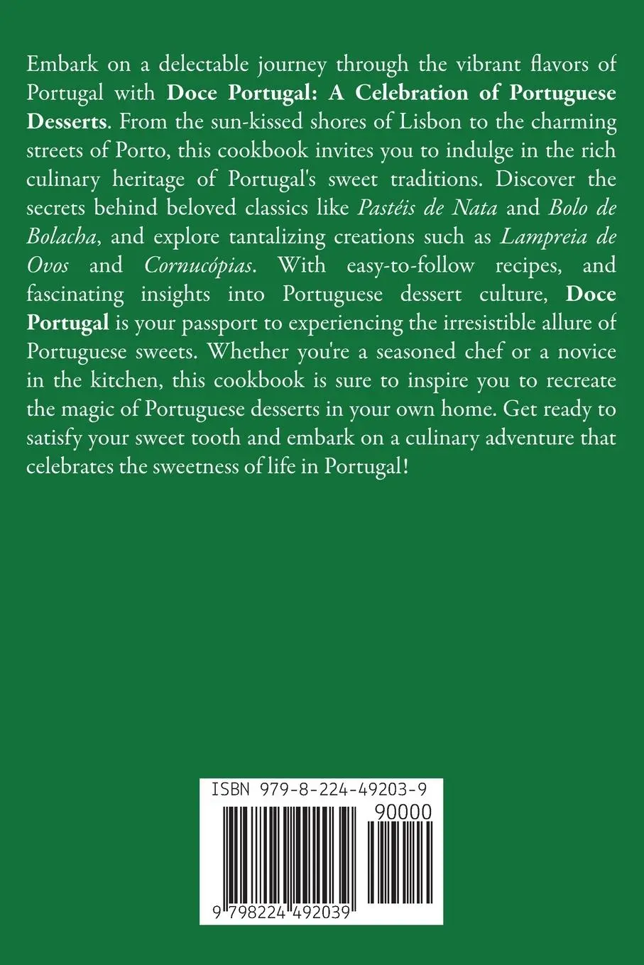 Rückseite: 9798224492039 | Doce Portugal | A Celebration of Portuguese Desserts | Kitchen | Buch
