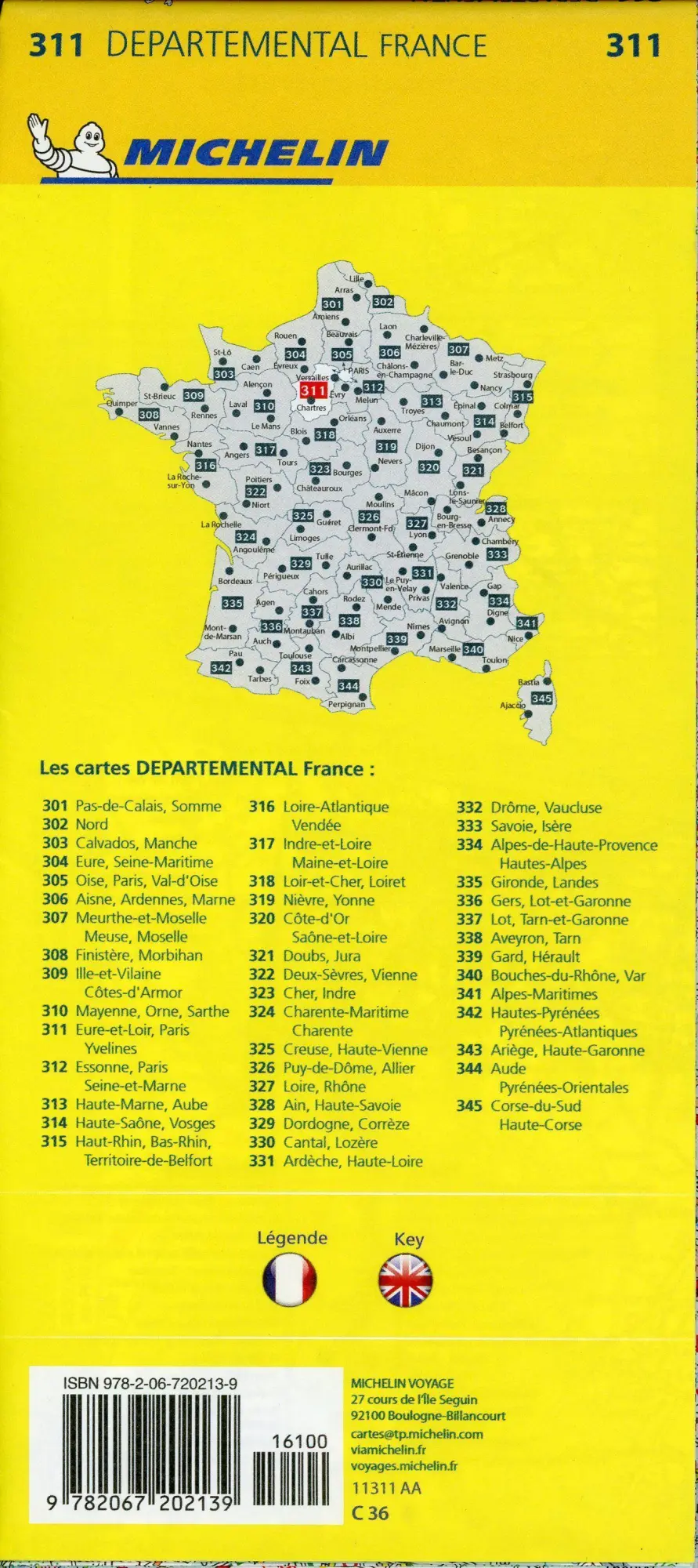 Bild: 9782067202139 | Eure-et-Loir, Paris, Yvelines - Michelin Local Map 311 | Michelin