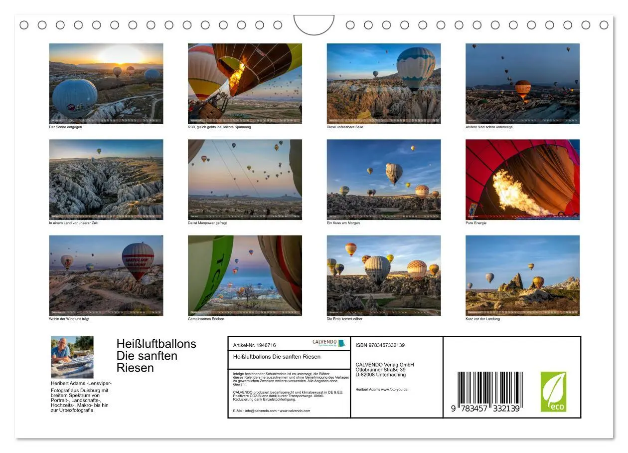 Bild: 9783457332139 | Heißluftballons Die sanften Riesen (Wandkalender 2026 DIN A4 quer),...