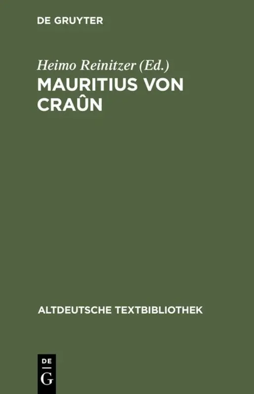 Cover: 9783484202139 | Mauritius von Craun | Heimo Reinitzer | Taschenbuch | XXXIV | Deutsch