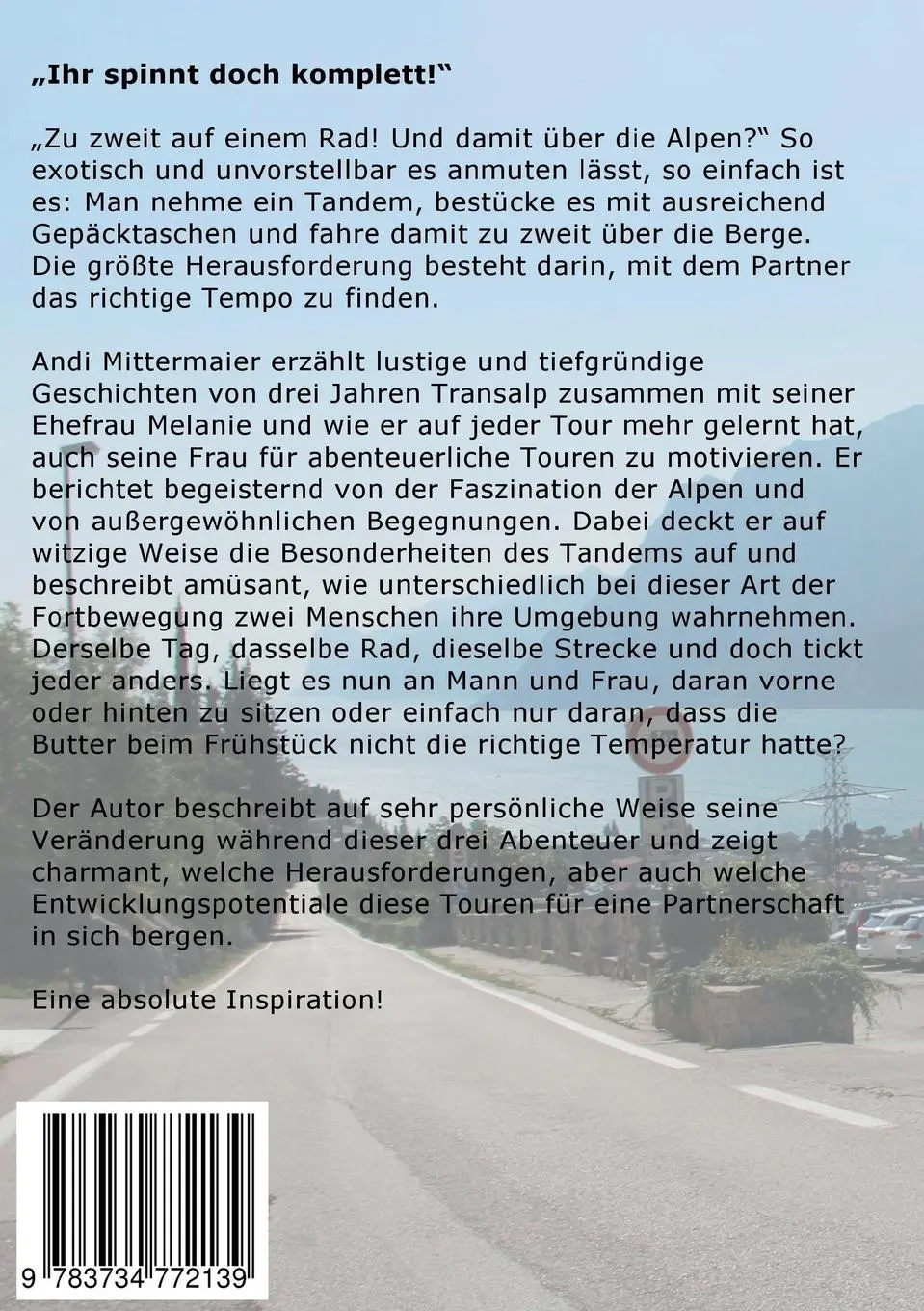 Rückseite: 9783734772139 | Tandem Transalp | Andi Mittermaier | Taschenbuch | 180 S. | Deutsch