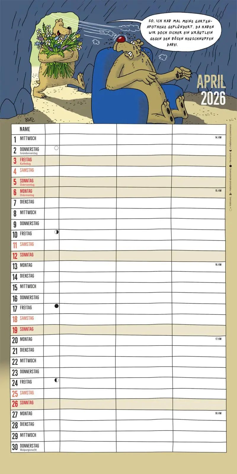 Bild: 9783830322139 | Bärenstarker Planer für zwei 2026 | Steffen Butz | Kalender | 28 S.