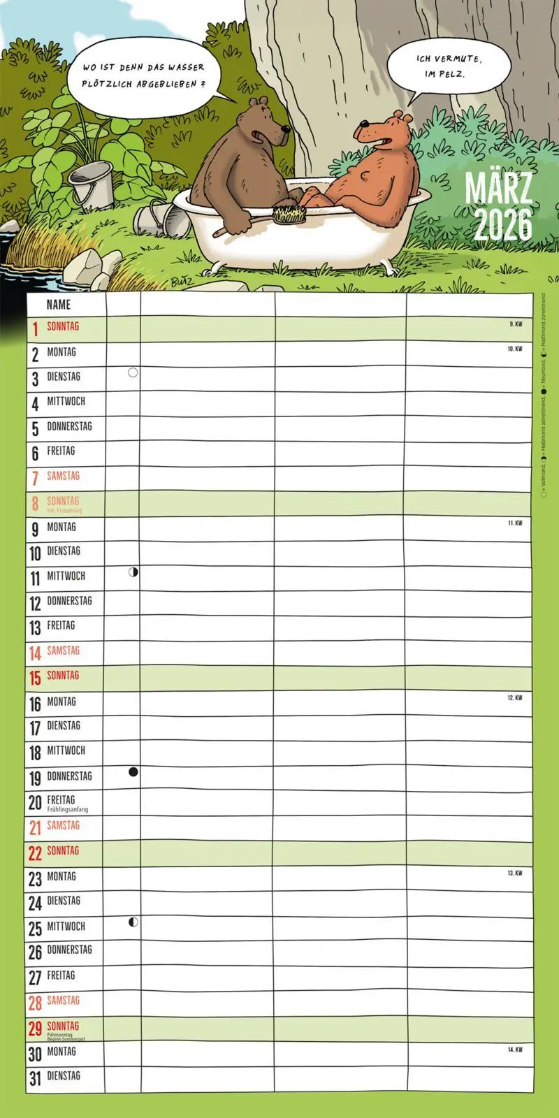 Bild: 9783830322139 | Bärenstarker Planer für zwei 2026 | Steffen Butz | Kalender | 28 S.