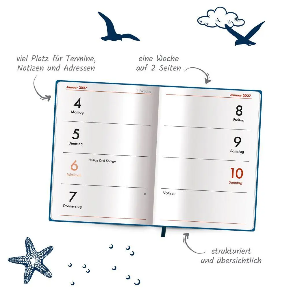 Bild: 4251901512239 | TRÖTSCH - Taschenkalender A7 Soft Touch Maritim 2027 | KG | Kalender