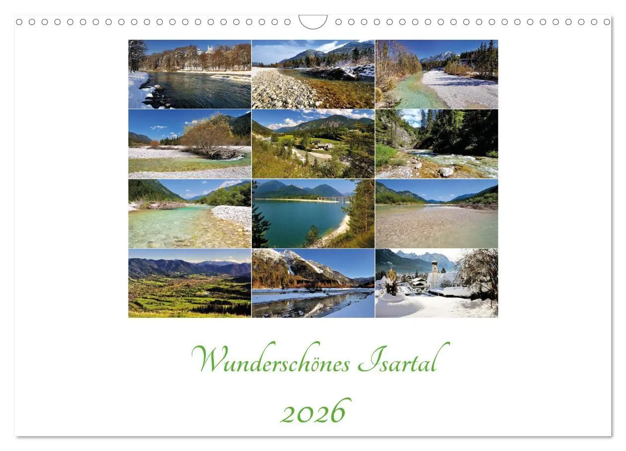Cover: 9783516032239 | Wunderschönes Isartal 2026 (Wandkalender 2026 DIN A3 quer),...