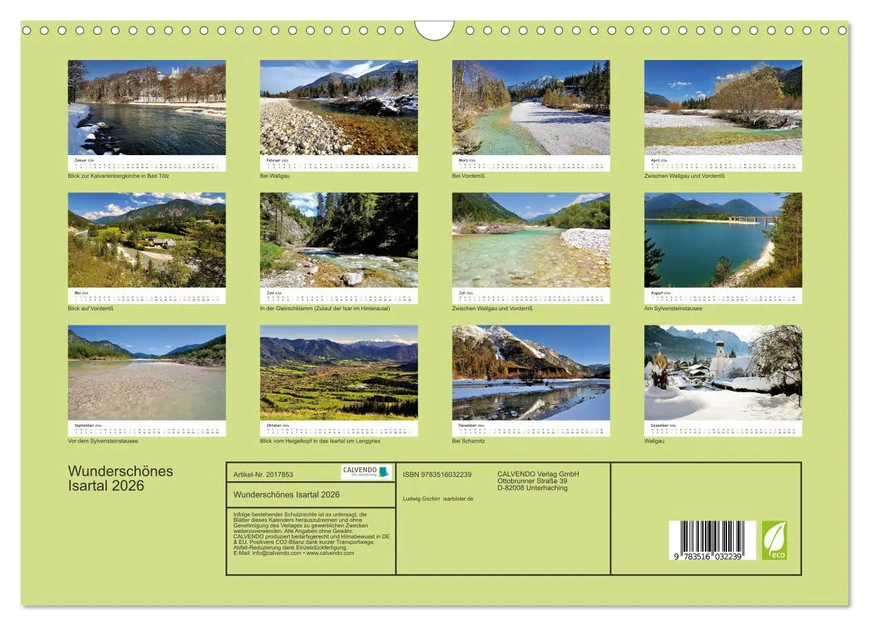 Bild: 9783516032239 | Wunderschönes Isartal 2026 (Wandkalender 2026 DIN A3 quer),...