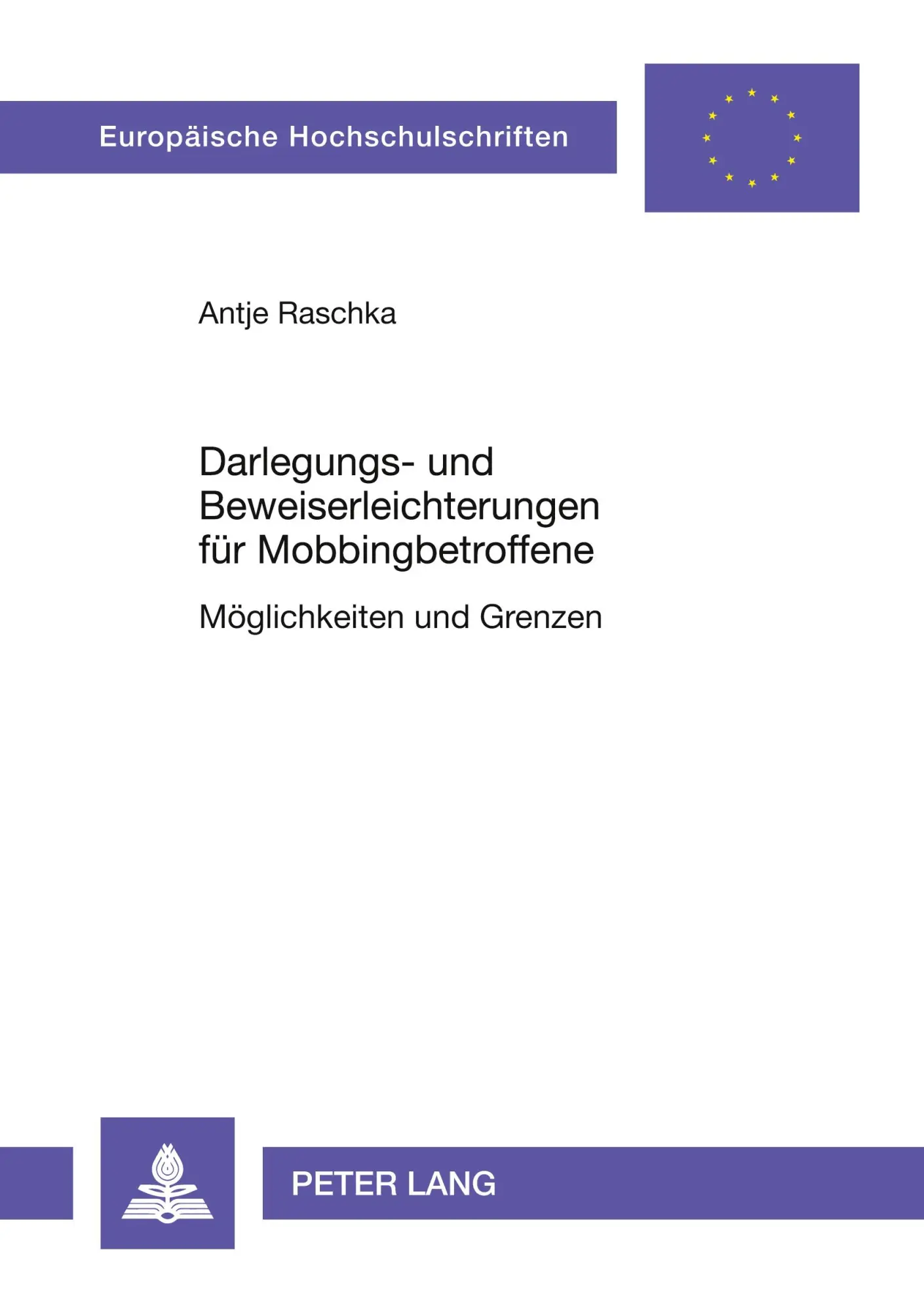 Cover: 9783631562239 | Darlegungs- und Beweiserleichterungen für Mobbingbetroffene | Raschka