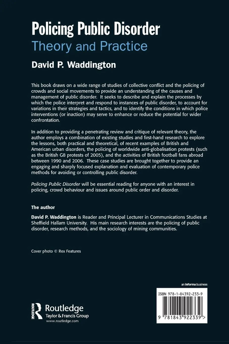 Rückseite: 9781843922339 | Policing Public Disorder | David Waddington | Taschenbuch | Englisch