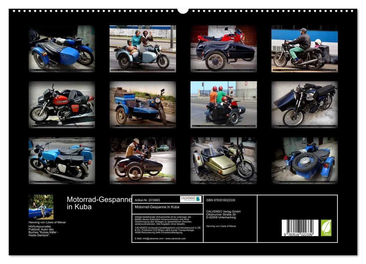 Bild: 9783516022339 | Motorrad-Gespanne in Kuba (hochwertiger Premium Wandkalender 2026...