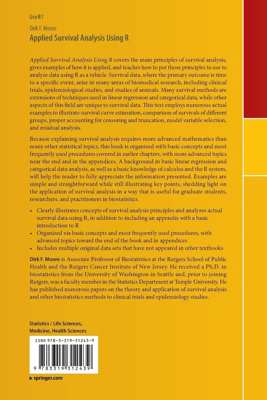 Rückseite: 9783319312439 | Applied Survival Analysis Using R | Dirk F. Moore | Taschenbuch | xiv