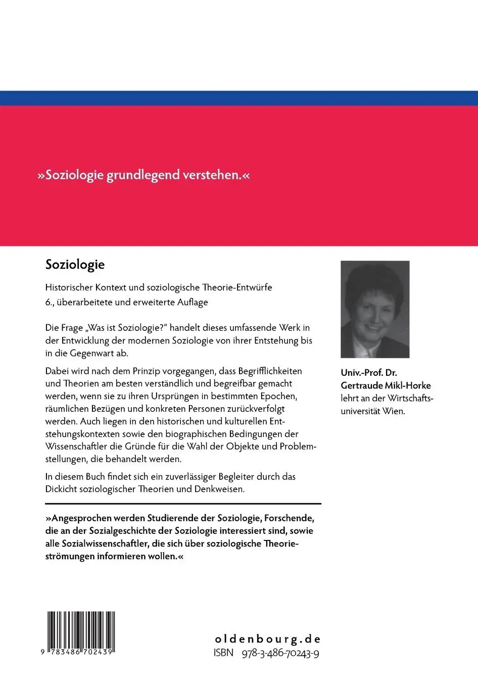 Rückseite: 9783486702439 | Soziologie | Historischer Kontext und soziologische Theorie-Entwürfe