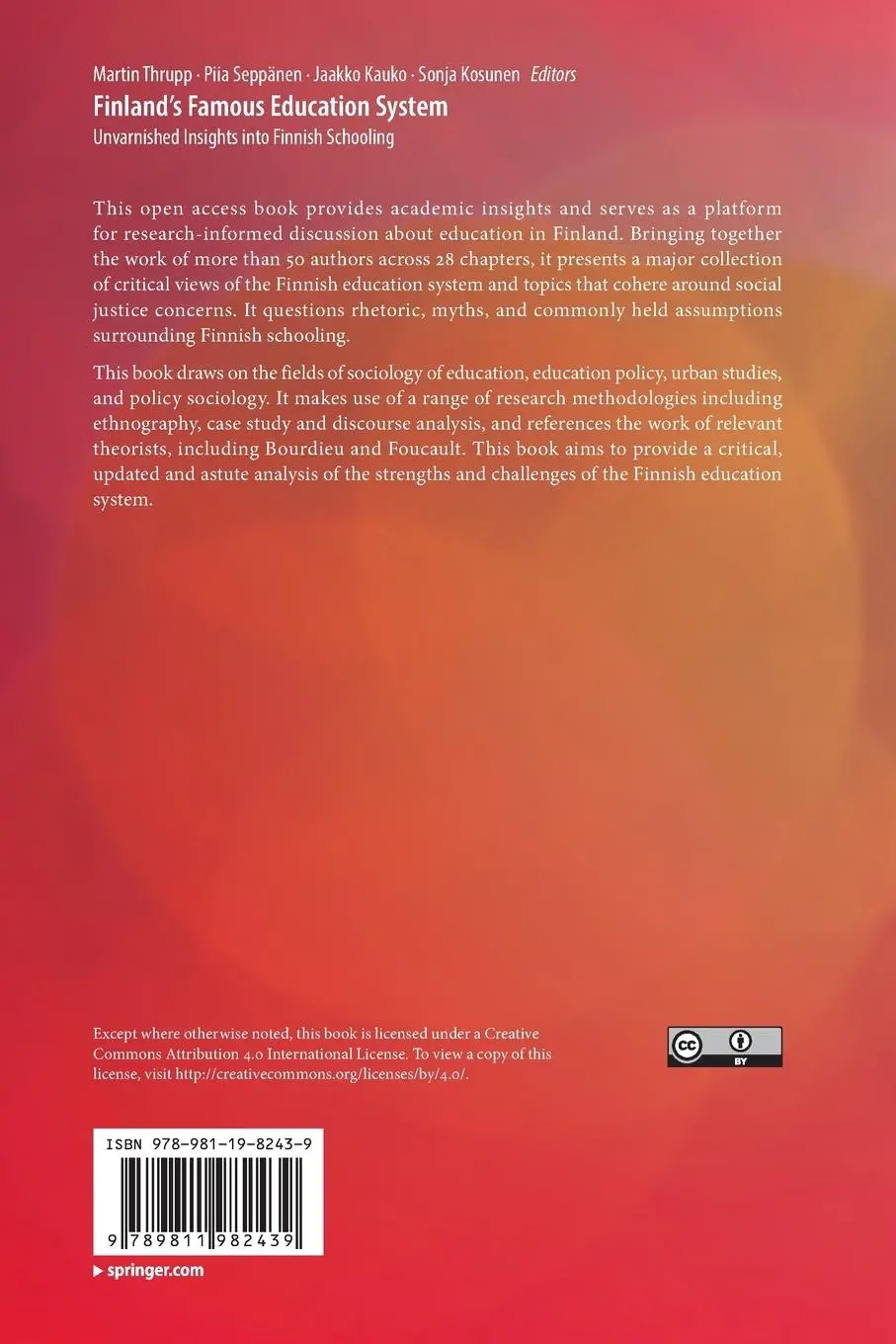 Rückseite: 9789811982439 | Finland's Famous Education System | Martin Thrupp (u. a.) | Buch