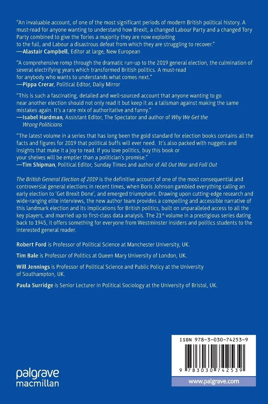 Rückseite: 9783030742539 | The British General Election of 2019 | Robert Ford (u. a.) | Buch