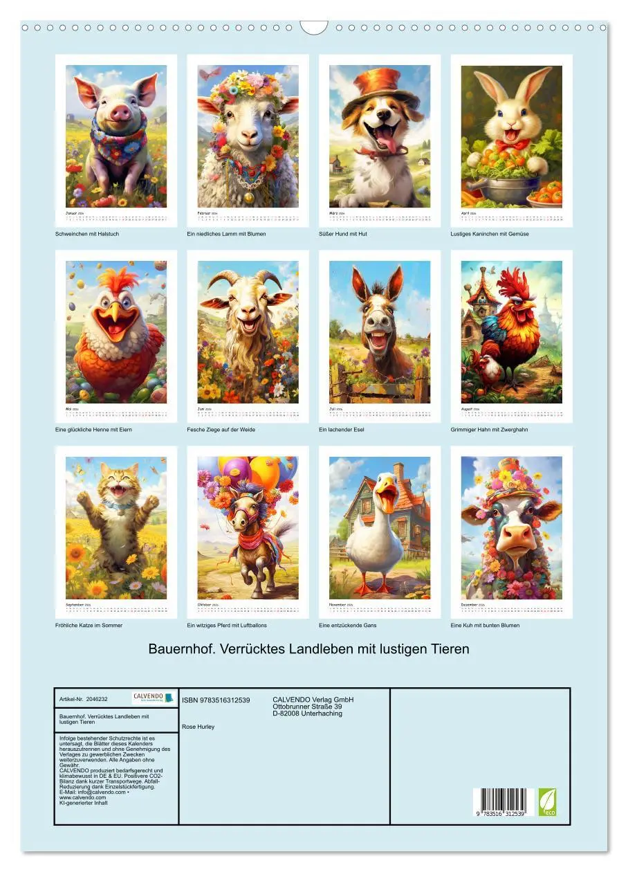 Bild: 9783516312539 | Bauernhof. Verrücktes Landleben mit lustigen Tieren (Wandkalender...