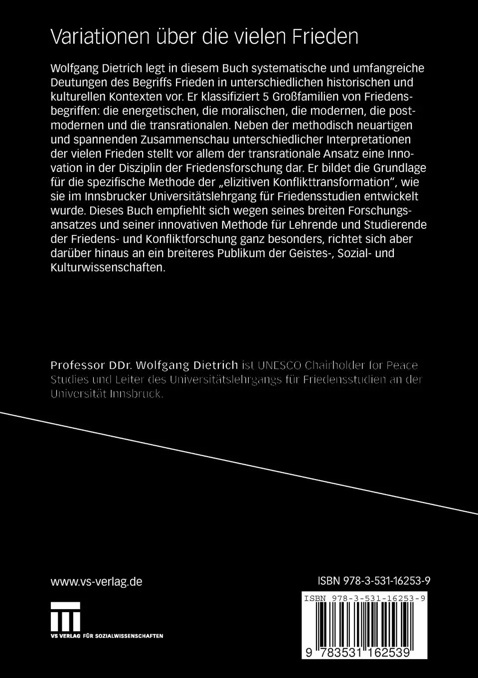 Rückseite: 9783531162539 | Variationen über die vielen Frieden | Band 1: Deutungen | Dietrich