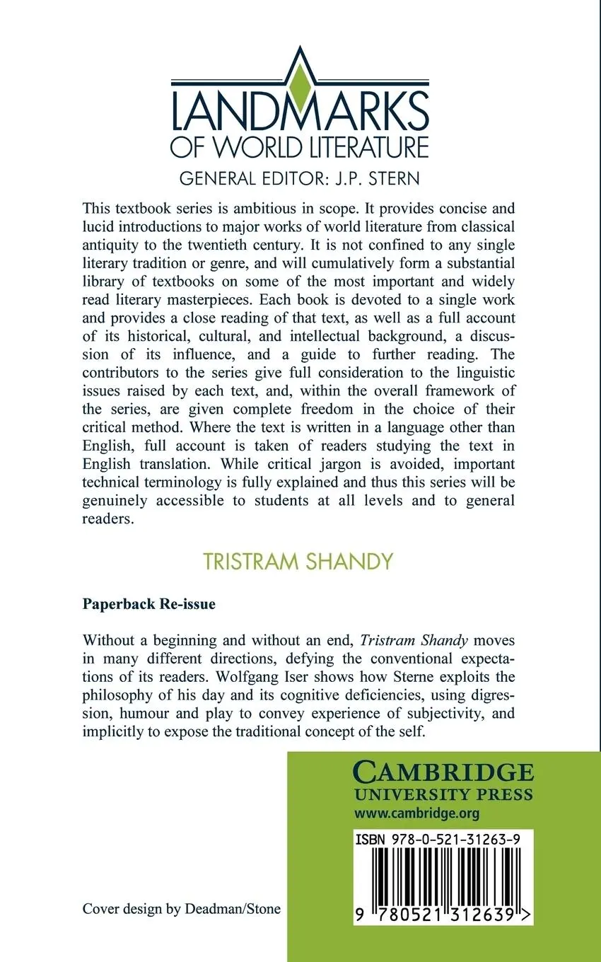 Rückseite: 9780521312639 | Sterne | Tristram Shandy | Wolfgang Iser | Taschenbuch | Englisch
