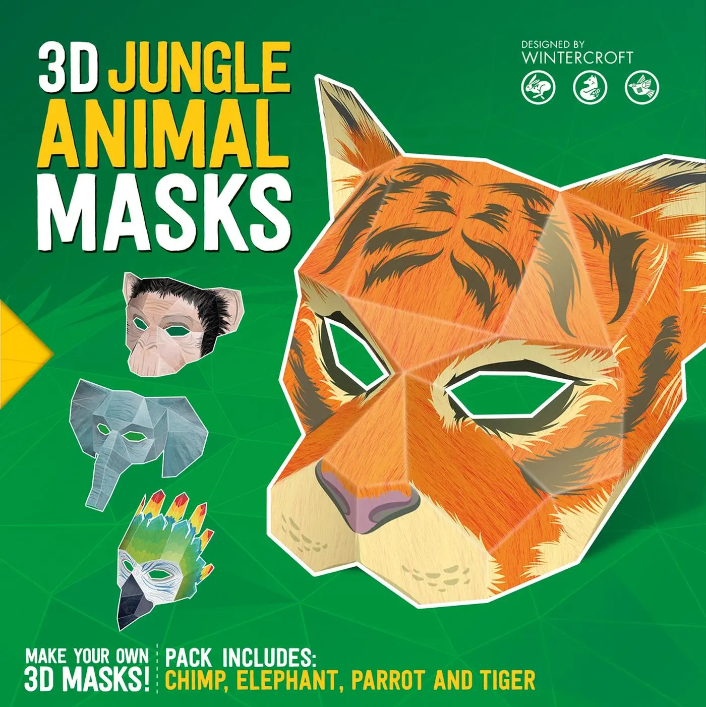 Cover: 9781783122639 | 3D Jungle Animal Masks | Designed by Wintercroft | Steve Wintercroft