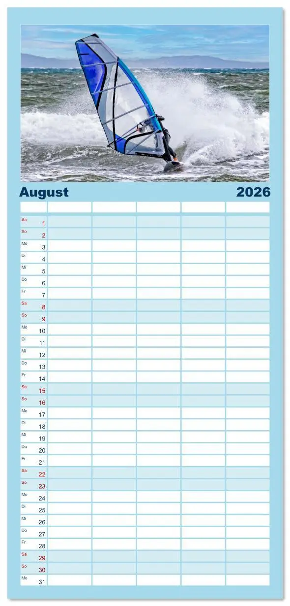 Bild: 9783516612639 | Familienplaner 2026 - Windsurfen - endlose Wellen mit 5 Spalten...