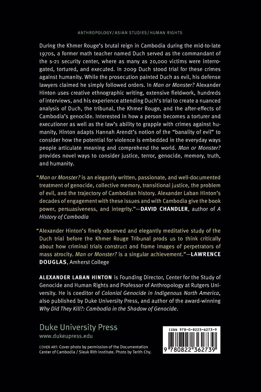 Rückseite: 9780822362739 | Man or Monster? | The Trial of a Khmer Rouge Torturer | Hinton | Buch