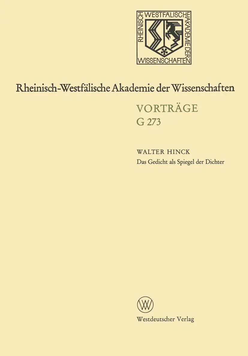 Cover: 9783531072739 | Das Gedicht als Spiegel der Dichter | Walter Hinck | Taschenbuch