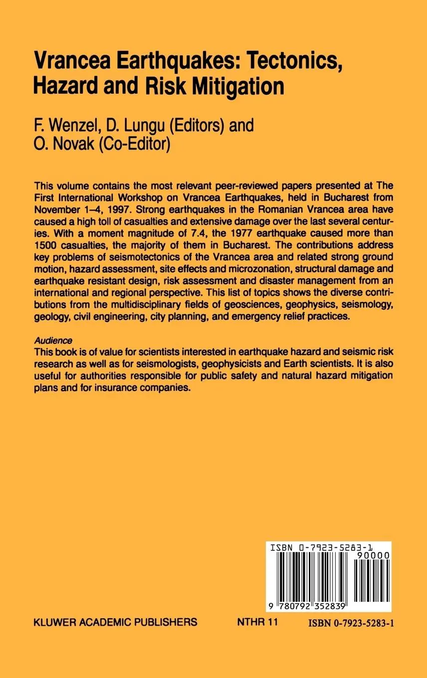 Rückseite: 9780792352839 | Vrancea Earthquakes: Tectonics, Hazard and Risk Mitigation | Buch | xx