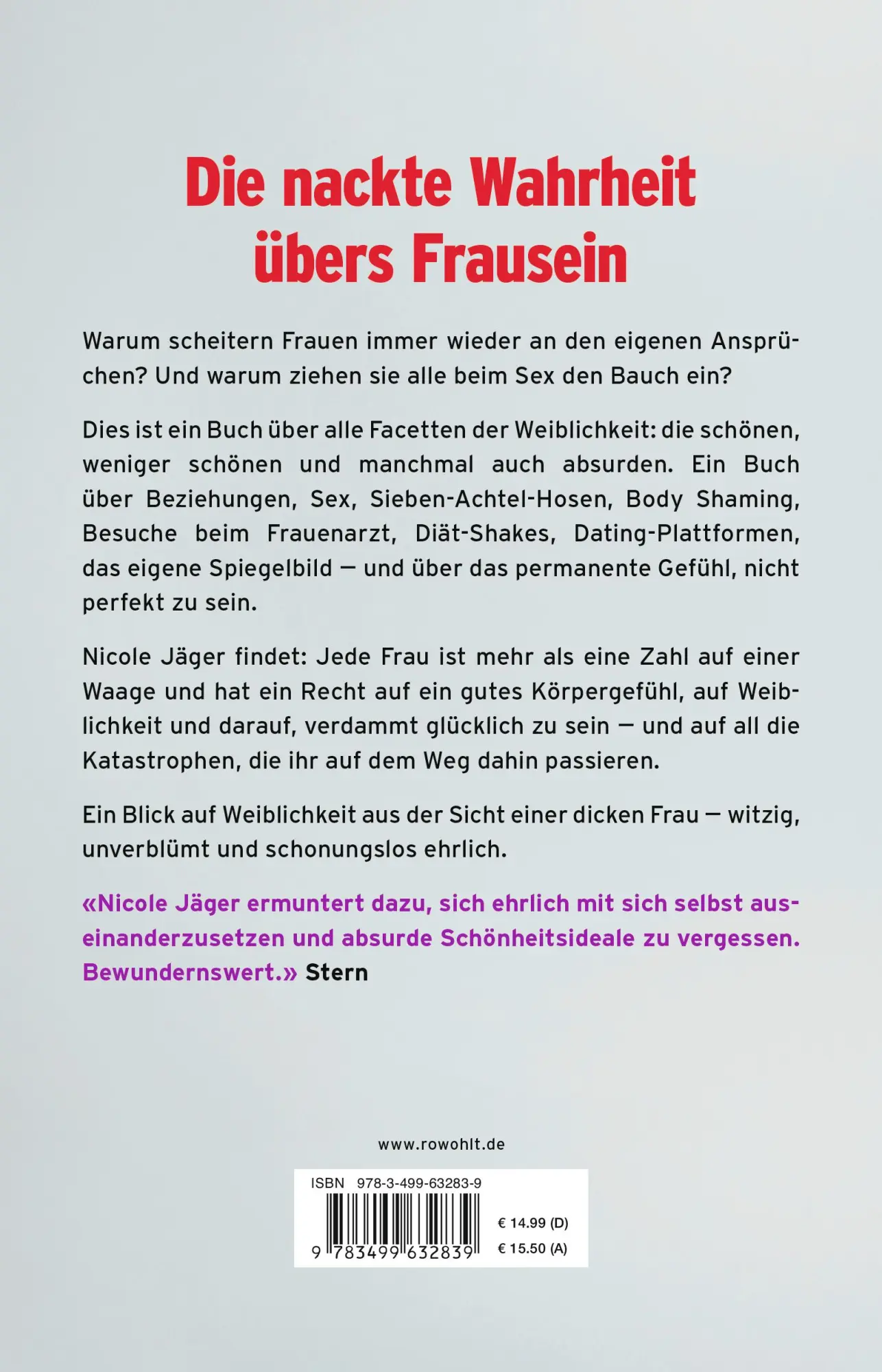 Rückseite: 9783499632839 | Nicht direkt perfekt | Die nackte Wahrheit übers Frausein | Jäger