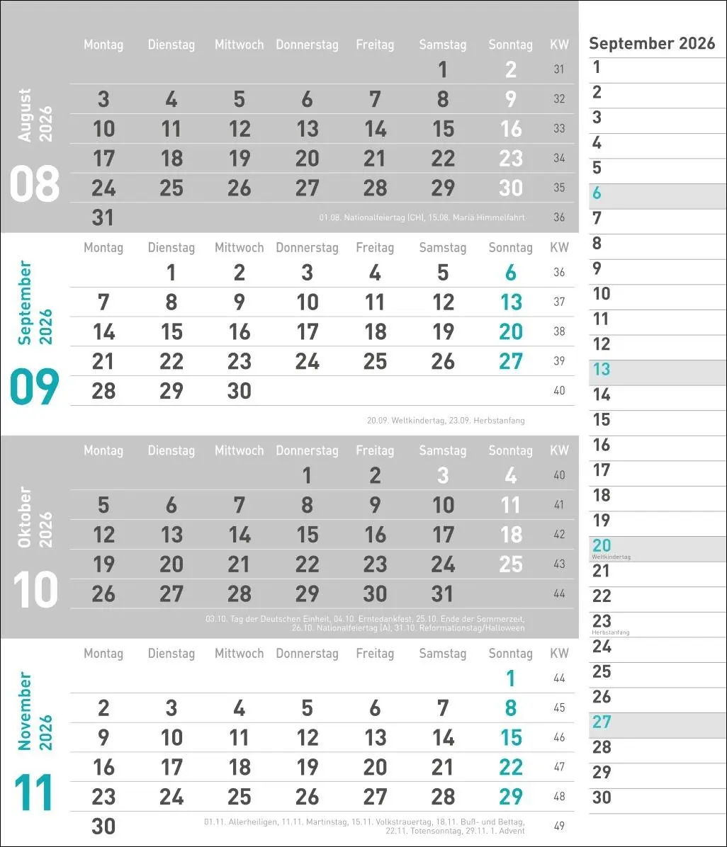 Bild: 9783756412839 | times&amp;more 4-Monatsplaner, türkis 2026 | Heye | Kalender | 12 S.