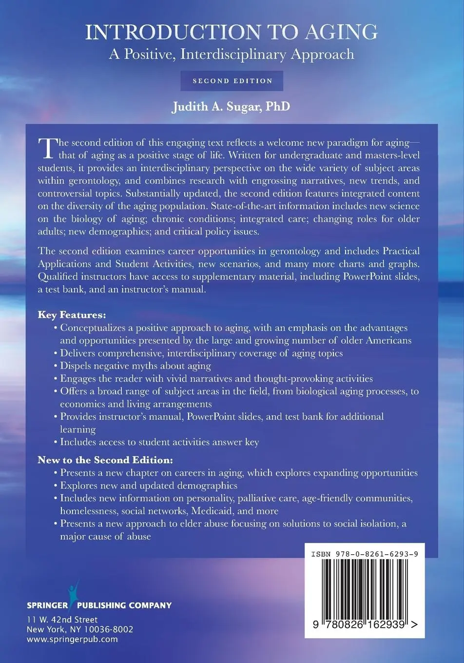 Rückseite: 9780826162939 | Introduction to Aging | A Positive, Interdisciplinary Approach | Sugar