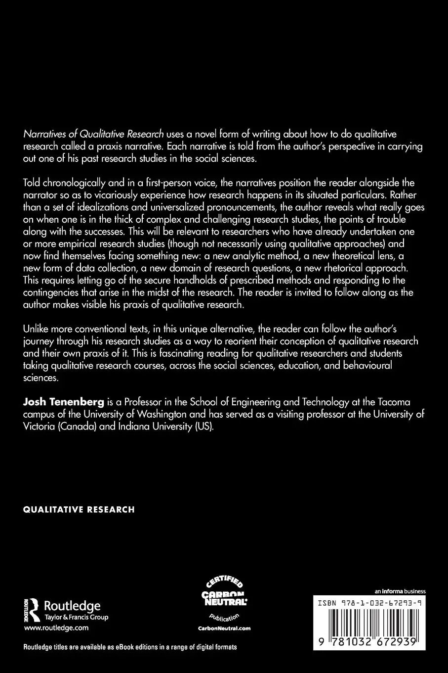 Rückseite: 9781032672939 | Narratives of Qualitative Research | Making Praxis Visible | Tenenberg