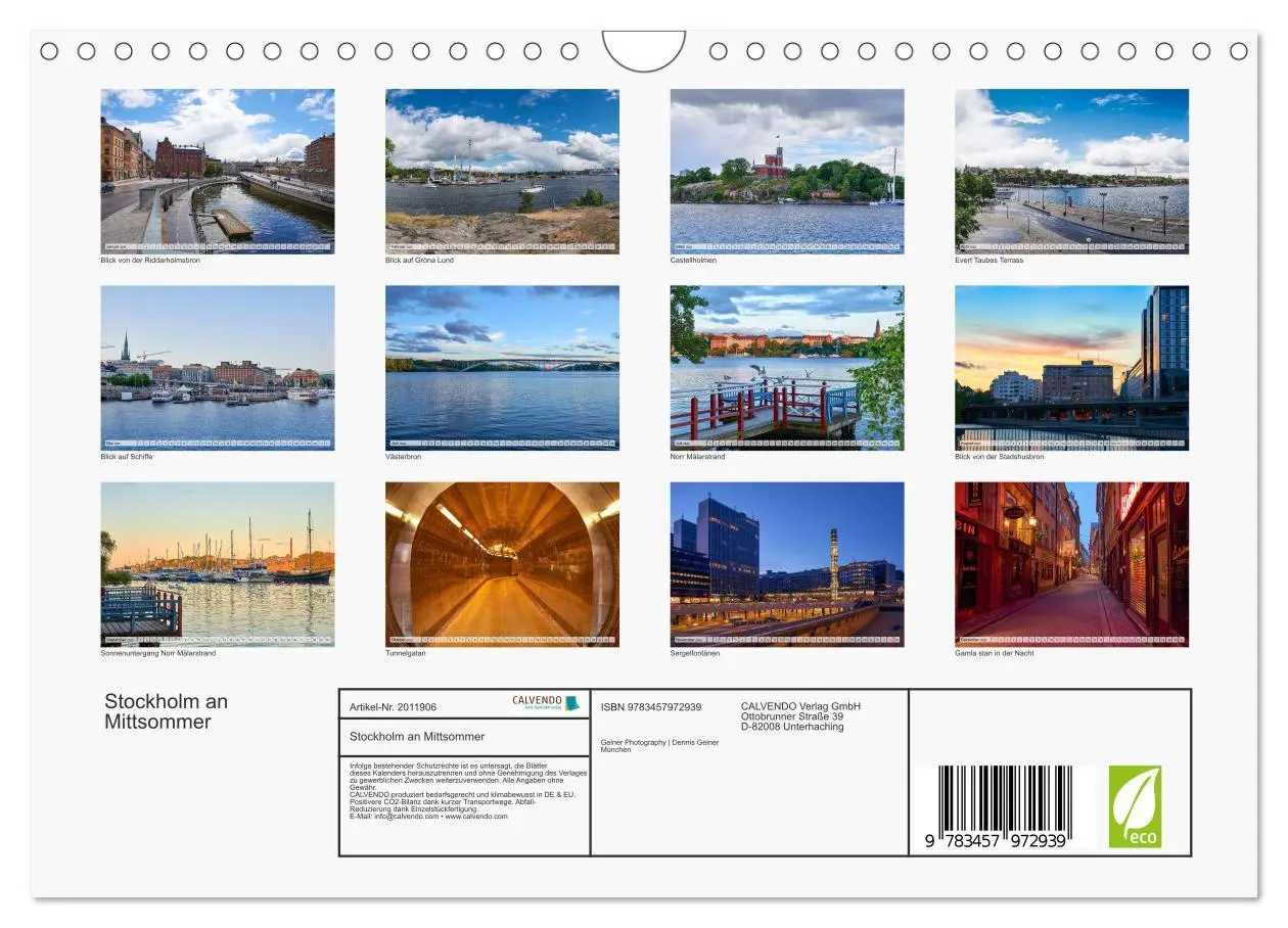 Bild: 9783457972939 | Stockholm an Mittsommer (Wandkalender 2026 DIN A4 quer), CALVENDO...