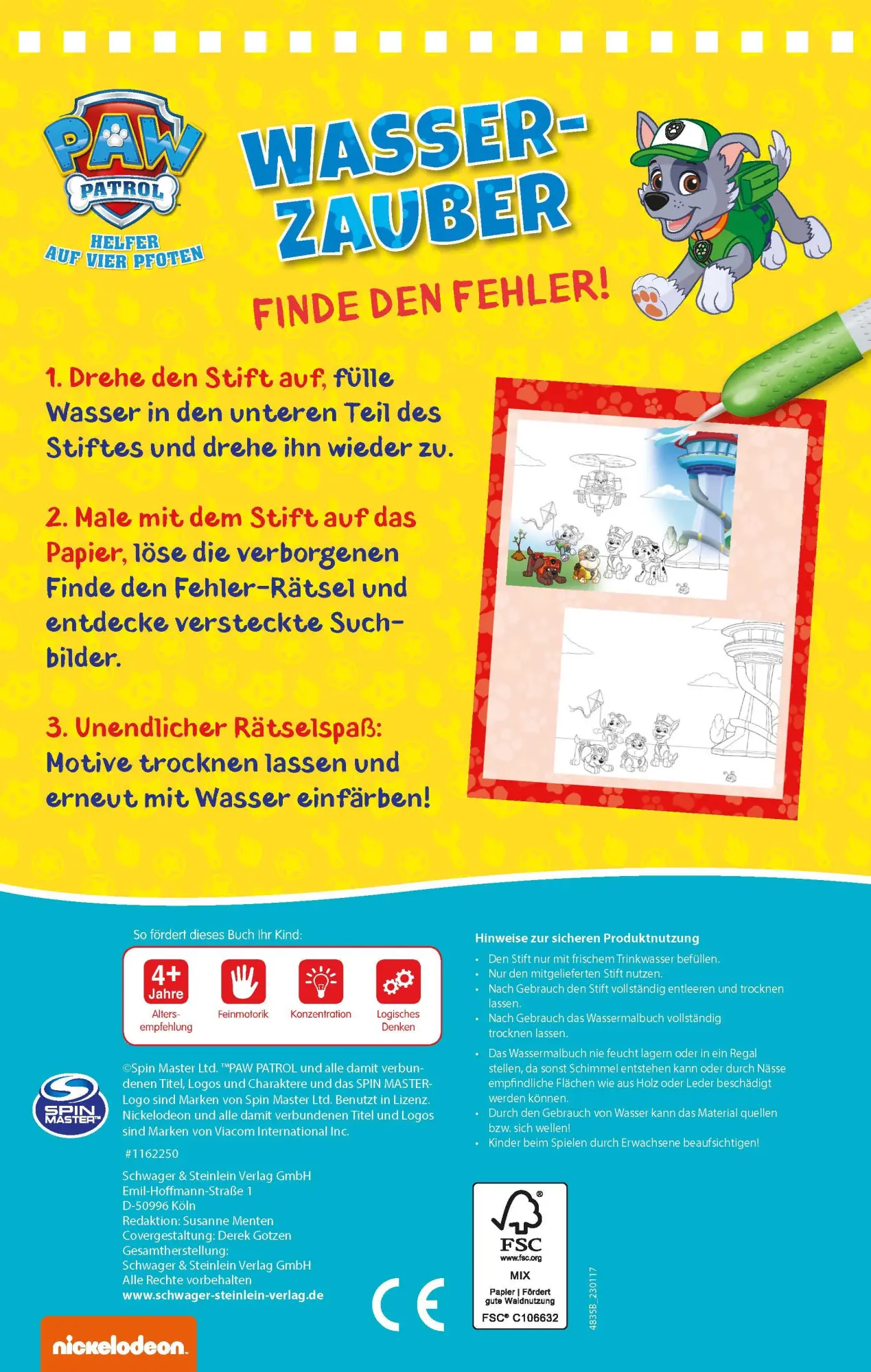 Rückseite: 9783849942939 | PAW Patrol Wasserzauber I Finde den Fehler. Einfach mit Wasser malen