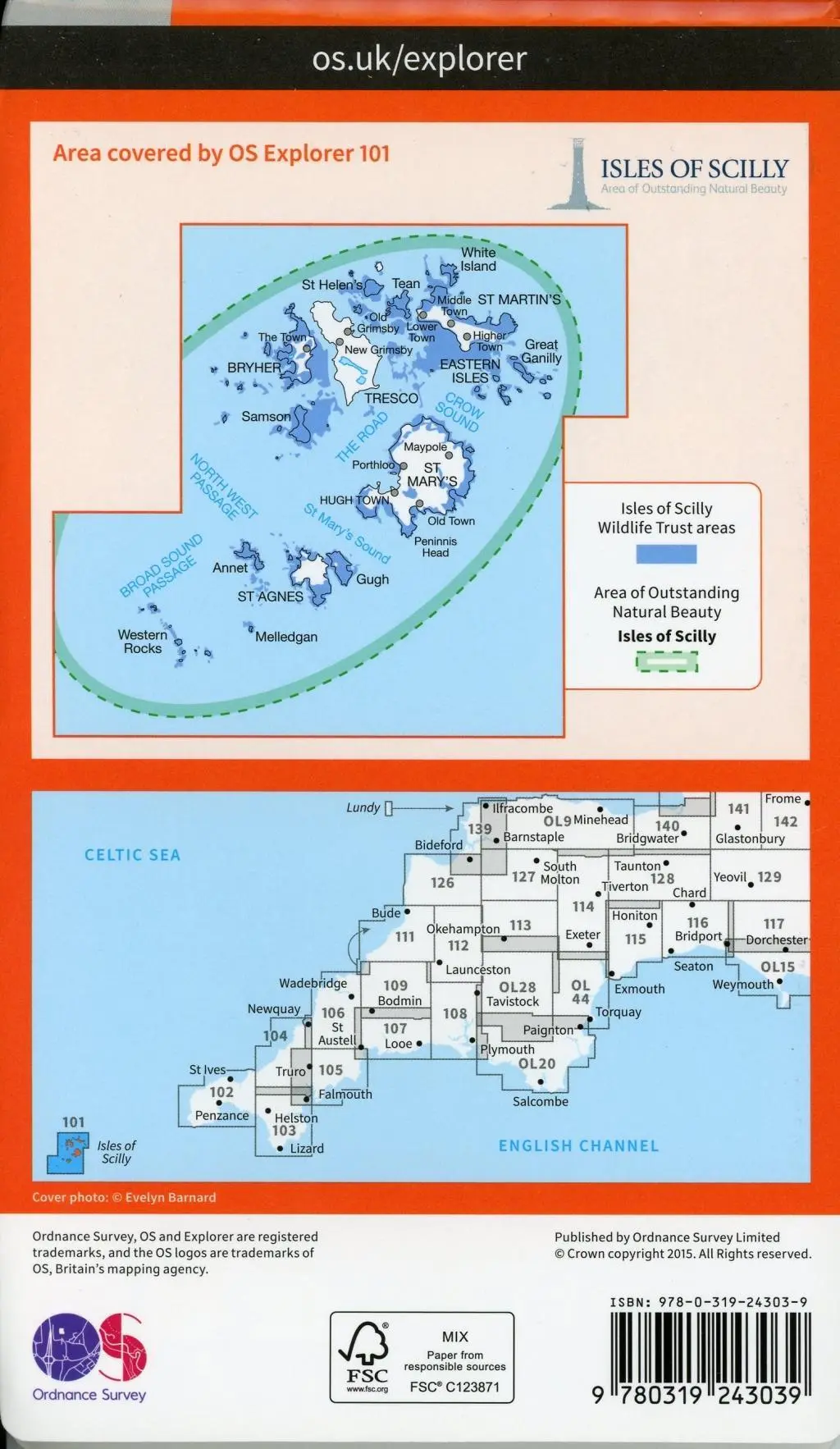Bild: 9780319243039 | Isles of Scilly | Ordnance Survey | (Land-)Karte | OS Explorer Map