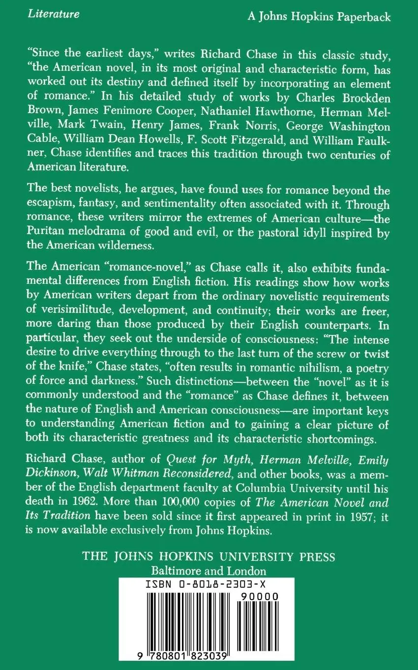 Rückseite: 9780801823039 | The American Novel and Its Tradition | Richard Volney Chase | Buch