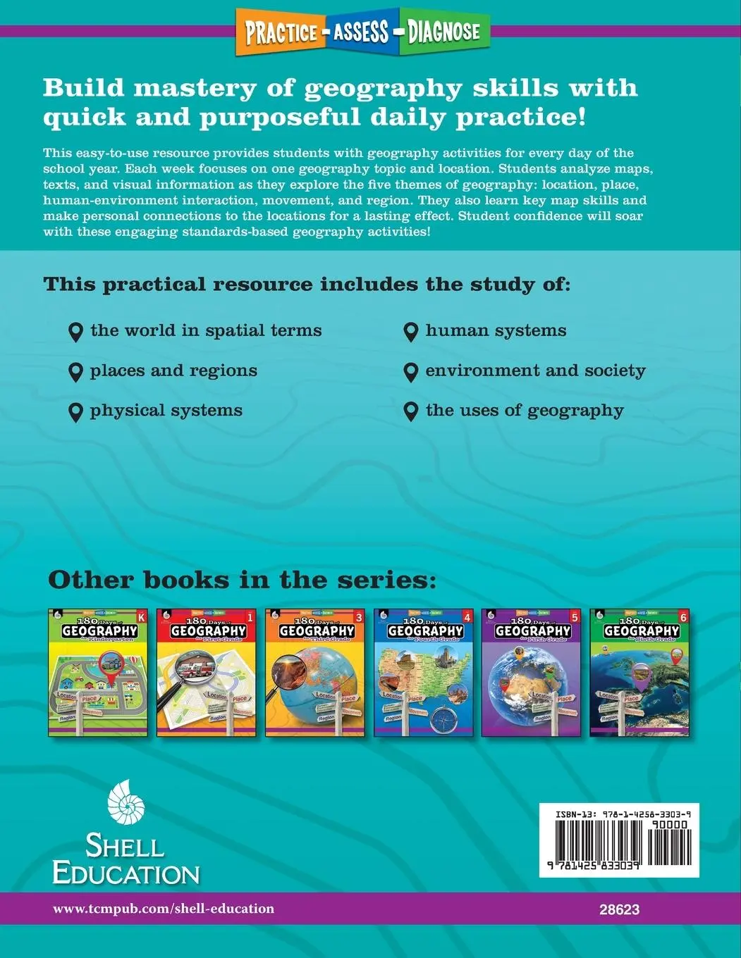 Rückseite: 9781425833039 | 180 Days of Geography for Second Grade | Practice, Assess, Diagnose