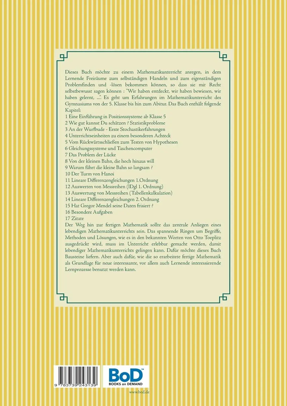 Rückseite: 9783739243139 | Lebendiger Mathematikunterricht | Bausteine fürs Gymnasium | Wirths