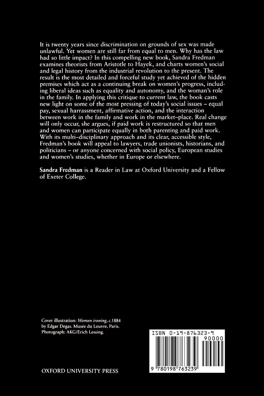Rückseite: 9780198763239 | Women and the Law | Sandra Fredman | Taschenbuch | Englisch | 1998
